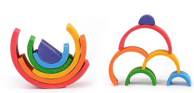 Wooden Toy Rainbow Blocks Montessori